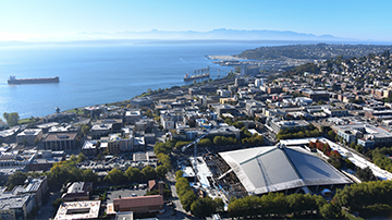 Neighborhood surrounding Climate Pledge Arena construction